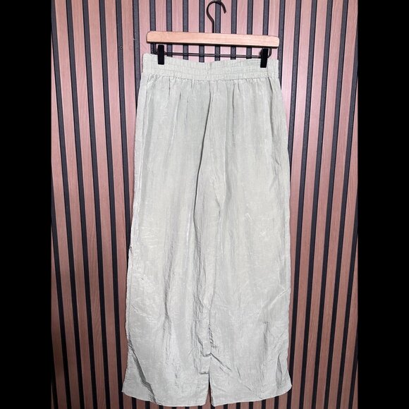 House of Harlow Pants Medium Womens Green Mint Paperbag Satin Straight High Rise - Picture 2 of 9
